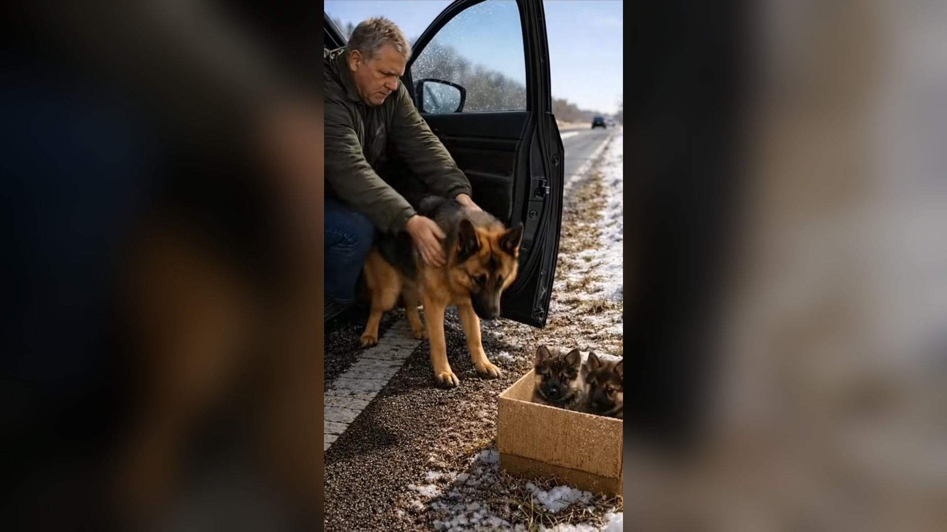 H0506025_Kind Hearted Lady Rescues a Poor Mother Dog Her Puppies on Ro
