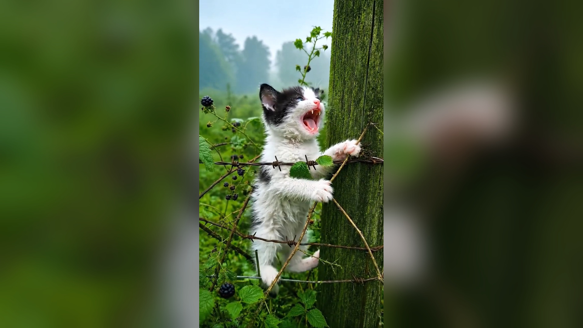 H0506011_Heartwarming Rescue Man Saves a Tiny Kitten Stuck in a Fence